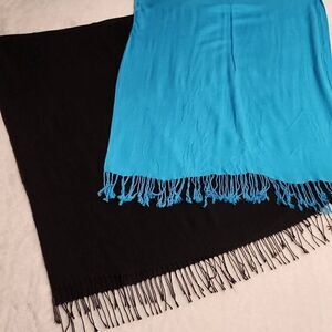 Unbranded Set of Women's Winter Scarves Black and Turquoise